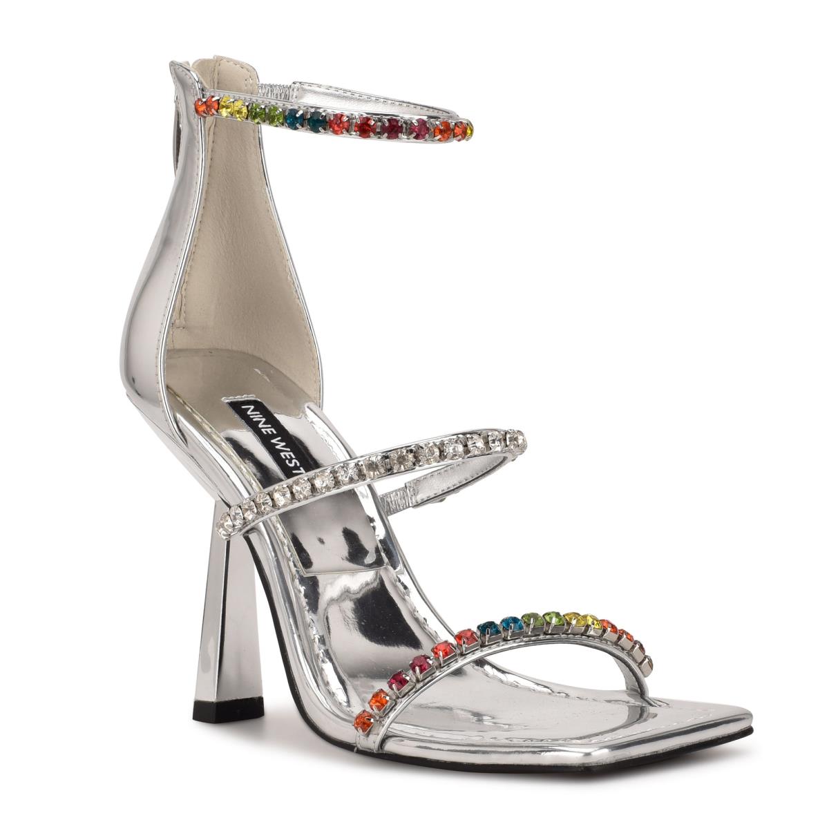 Nine West Vavoom Rhinestone Snörade Finsandaler Dam Silver Olika Färger | 3184AUKBV