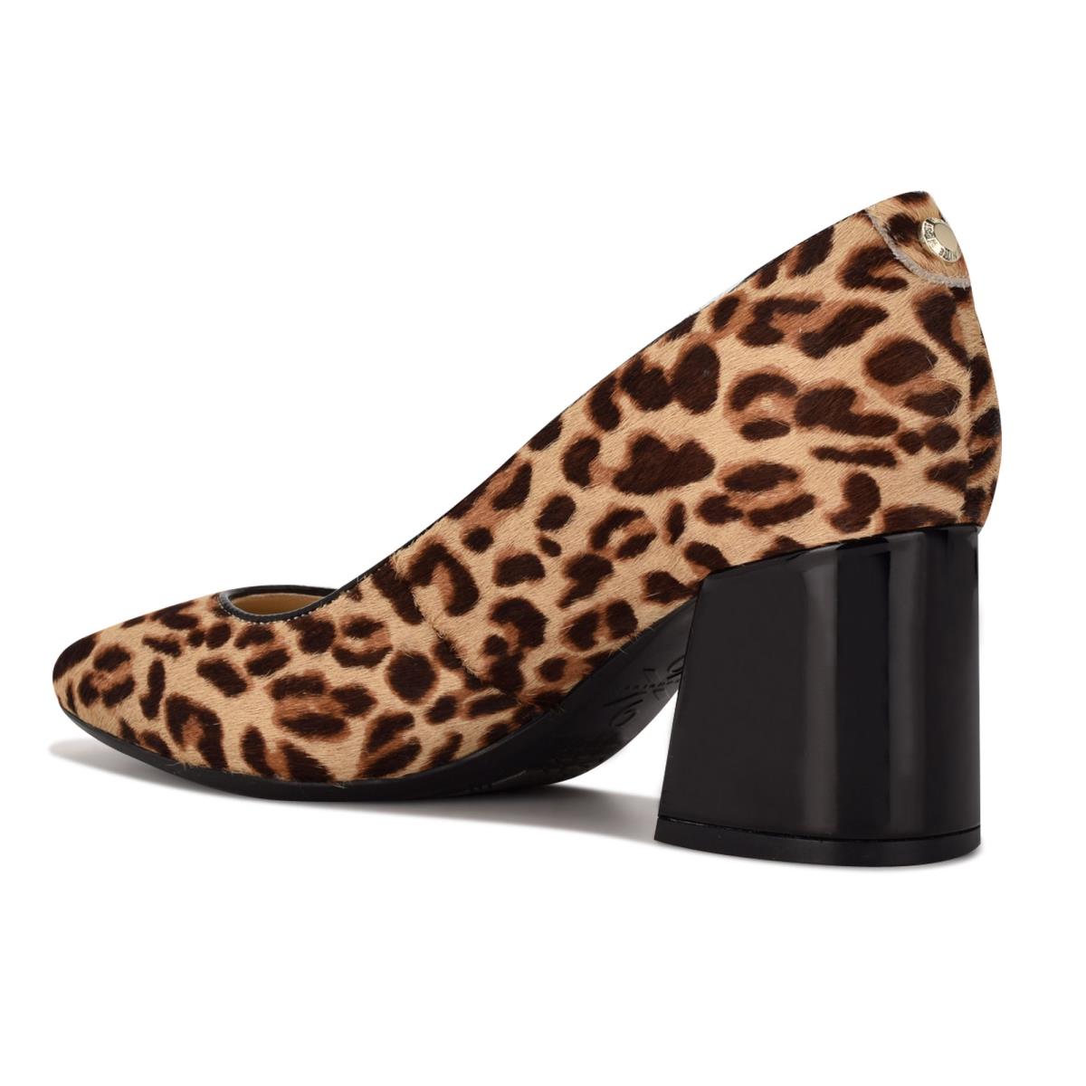 Nine West Vibe 9x9 Block Heel Pumps Dam Leopard | 1746IJSEK