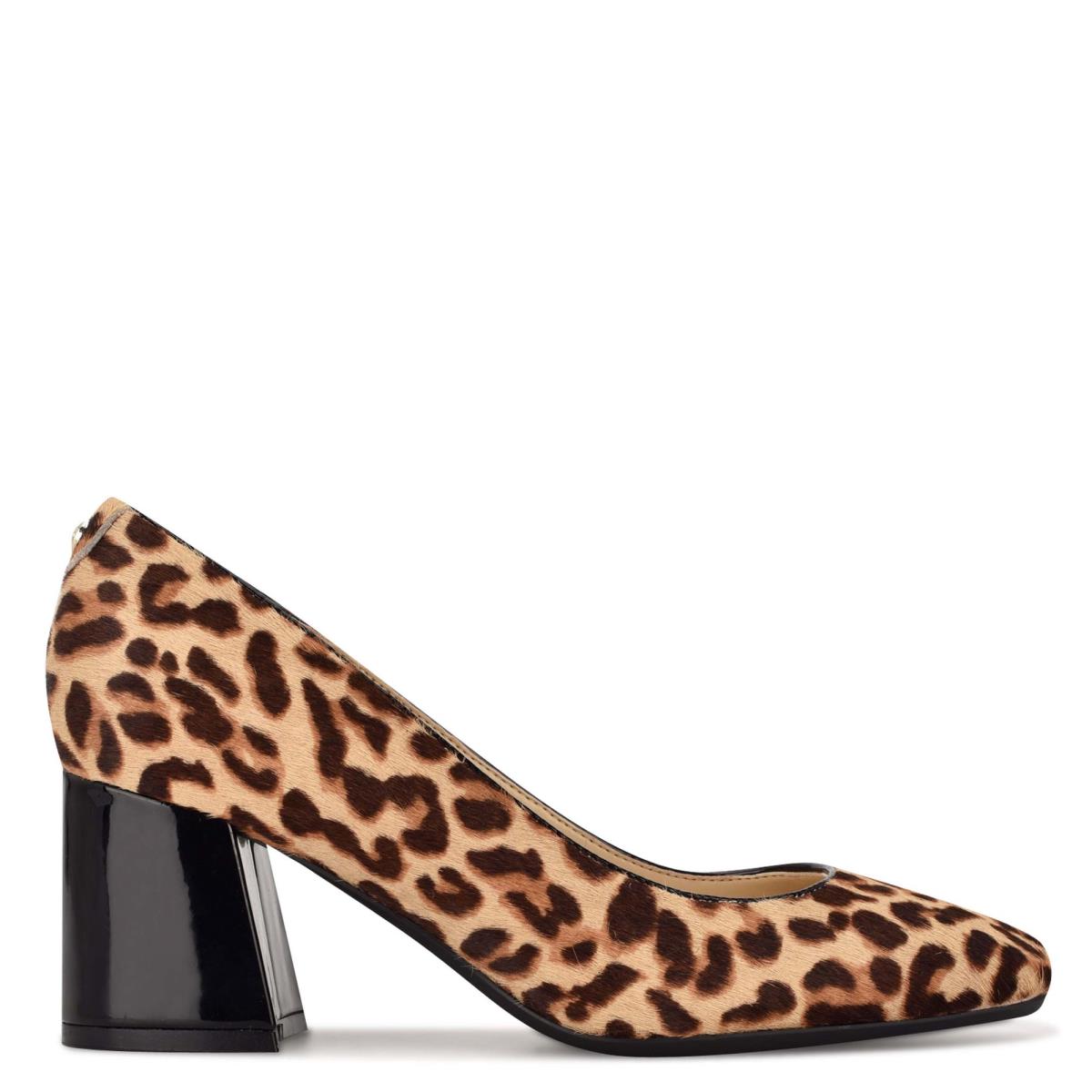 Nine West Vibe 9x9 Block Heel Pumps Dam Leopard | 1746IJSEK