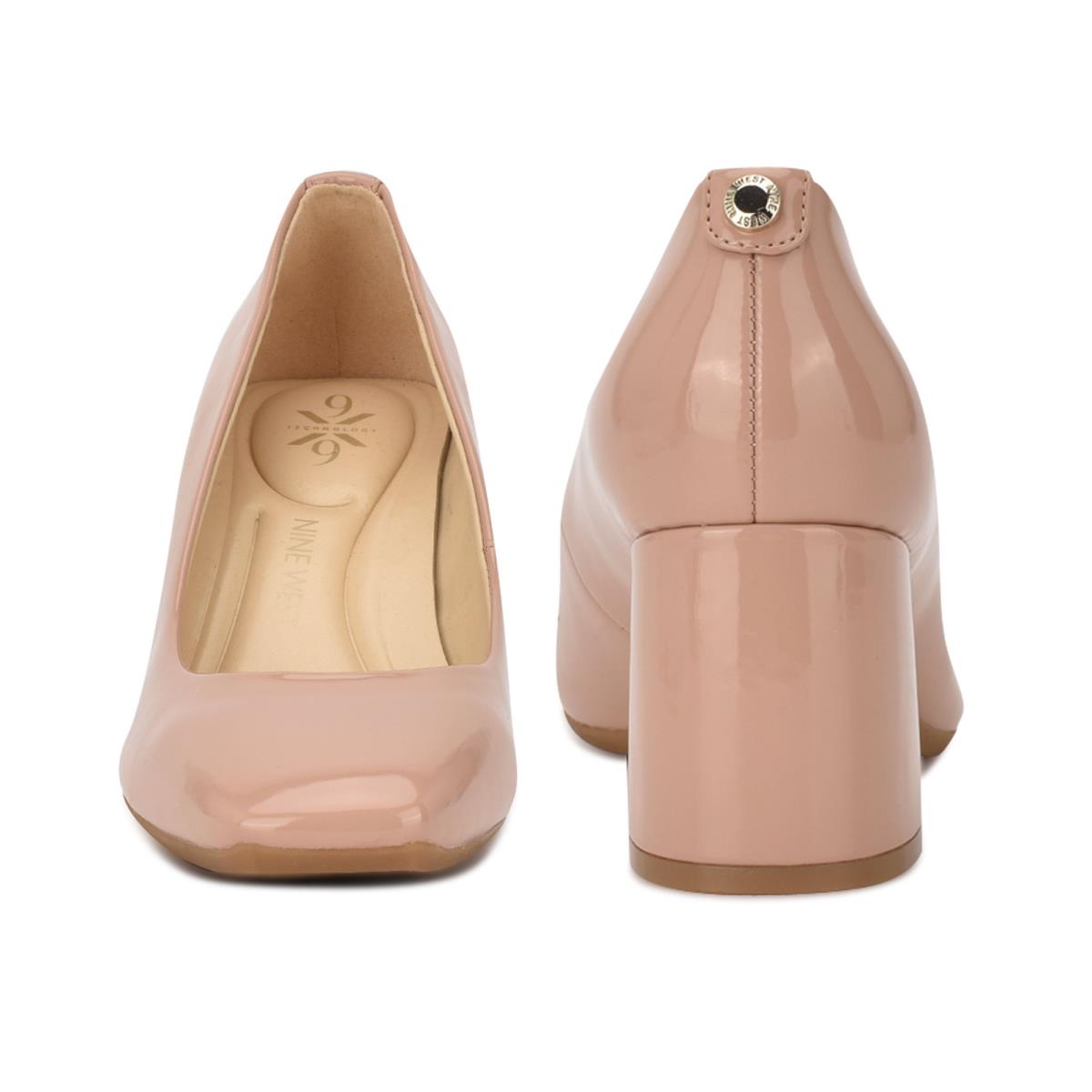 Nine West Vibe 9x9 Block Heel Pumps Dam Beige | 2183ZPOXR