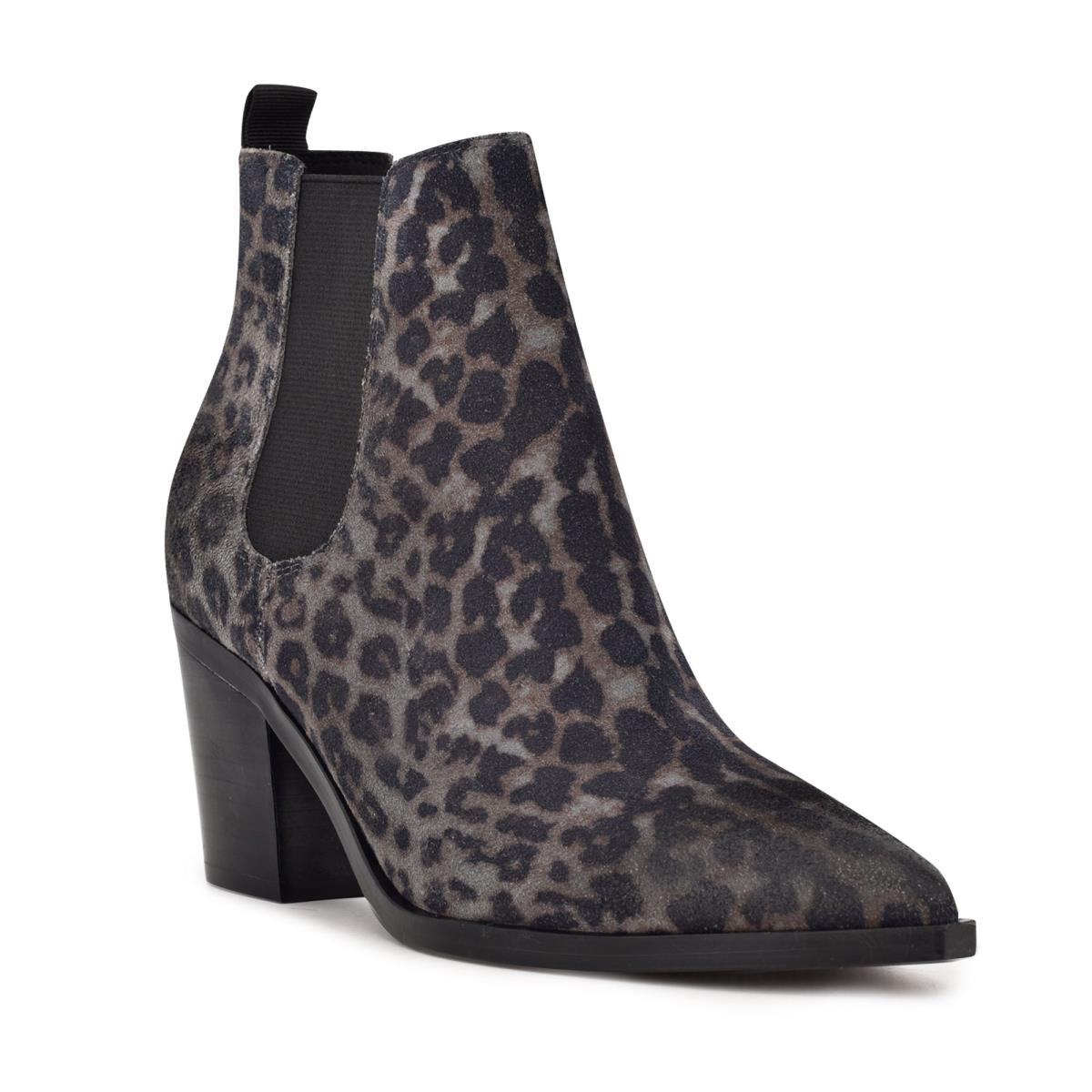 Nine West Wyllis Block Heel Kängor Dam Grå Leopard | 0154PLCZQ