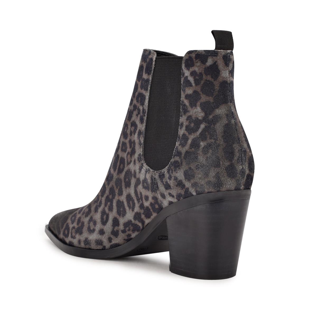 Nine West Wyllis Block Heel Kängor Dam Grå Leopard | 0154PLCZQ