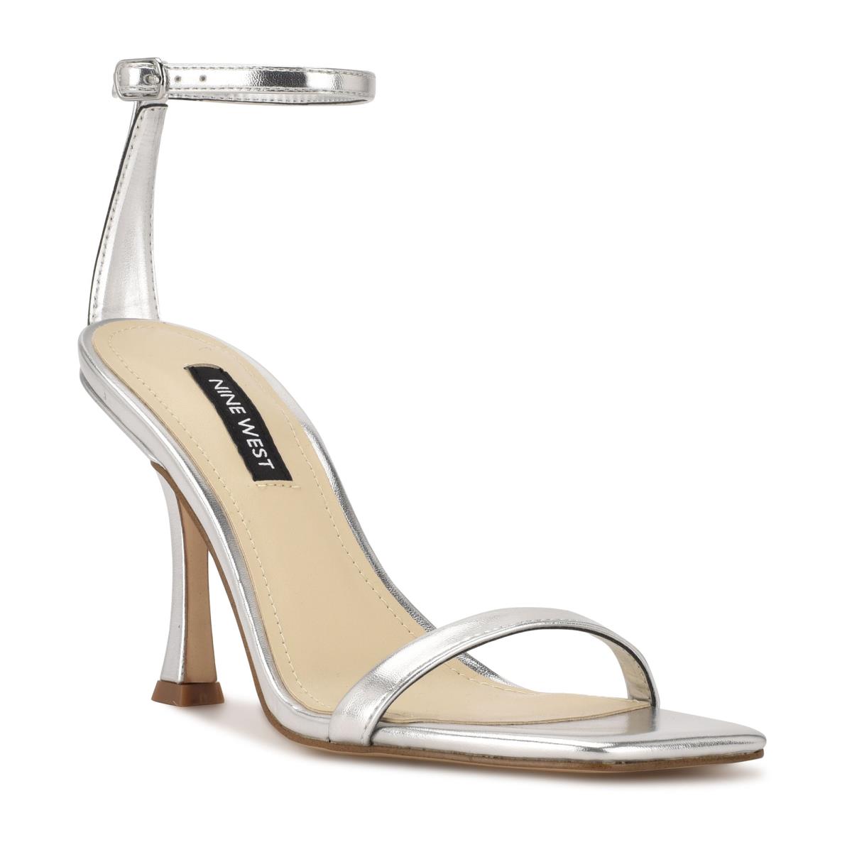 Nine West Yess Ankle Sandaler Med Rem Dam Silver | 6945JBHUF