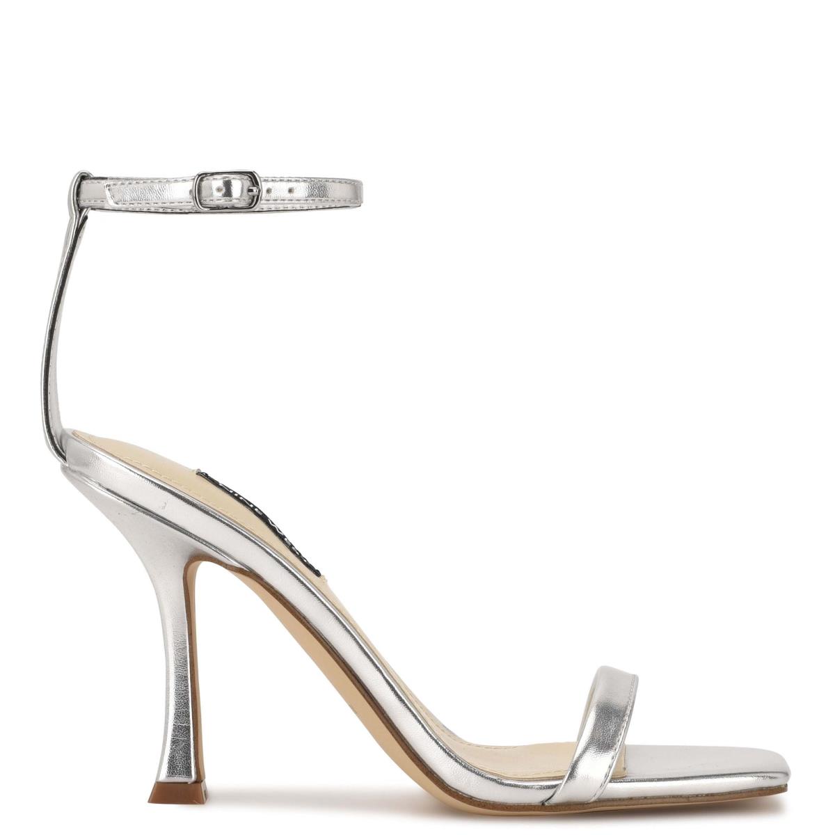 Nine West Yess Ankle Sandaler Med Rem Dam Silver | 6945JBHUF