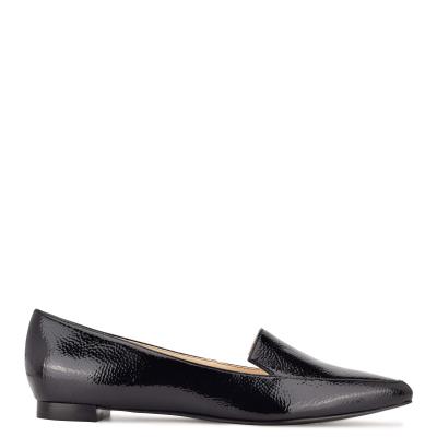 Nine West Abay Smoking Flats Dam Svarta | 8214YMQFH