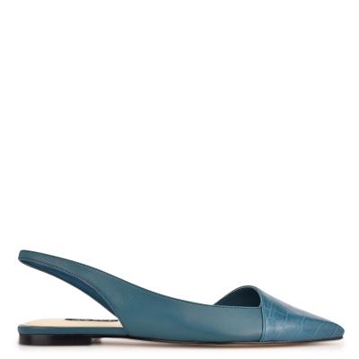 Nine West Beads Slingback Pointy Tå Flats Dam Turkos Turkos | 8159OQLTX