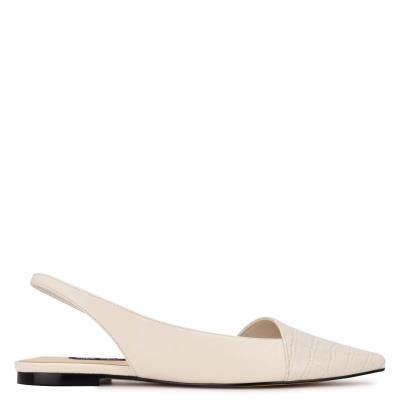 Nine West Beads Slingback Pointy Tå Flats Dam Beige Grädde | 8741WTFZC