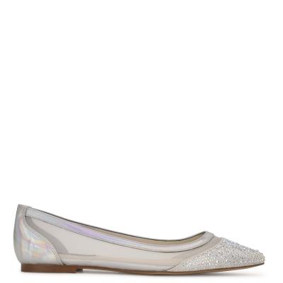 Nine West Bogus Pointy Tå Ballerina Dam Beige Silver | 4273XSQEL