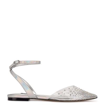 Nine West Briya Pointy Tå Ballerina Dam Silver | 6903SFUCZ