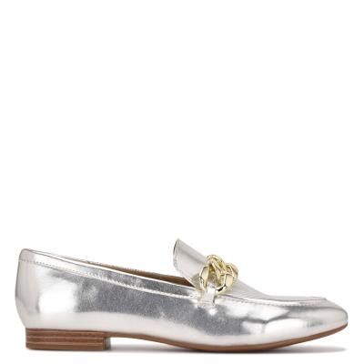 Nine West Chain Slip-On Loafers Dam Silver | 9714ZROMG