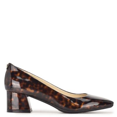 Nine West Cloe 9x9 Block Heel Pumps Dam Kaffe | 4935GIALY