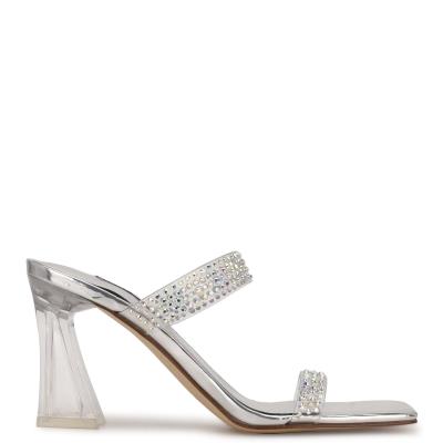 Nine West Darla Klackar Slidesandaler Dam Silver | 9456TJHWA