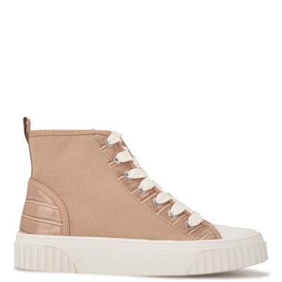 Nine West Dyiane High Top Sneakers Dam Korall Bruna | 6734TUEPS