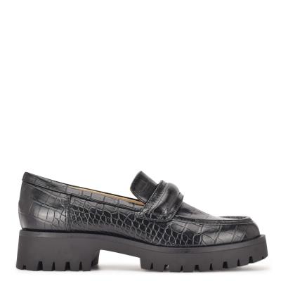 Nine West Garren Lug Sole Loafers Dam Svarta | 1847AGMSU