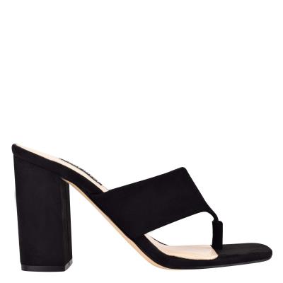 Nine West Gogo Block Heel Slidesandaler Dam Svarta | 0825BKLPA