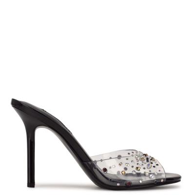 Nine West Ido Rhinestone Klackar Slidesandaler Dam Svarta | 4928VJZKN