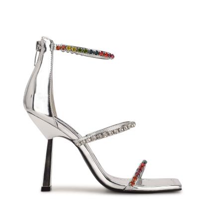 Nine West Vavoom Rhinestone Snörade Finsandaler Dam Silver Olika Färger | 3184AUKBV