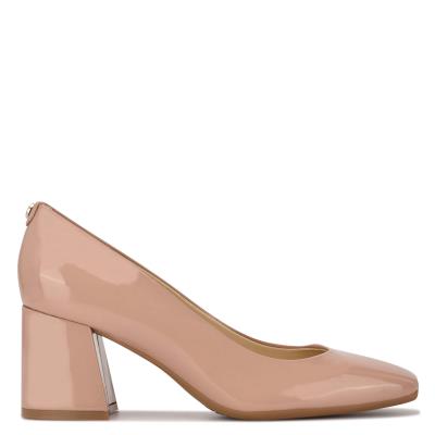 Nine West Vibe 9x9 Block Heel Pumps Dam Beige | 2183ZPOXR