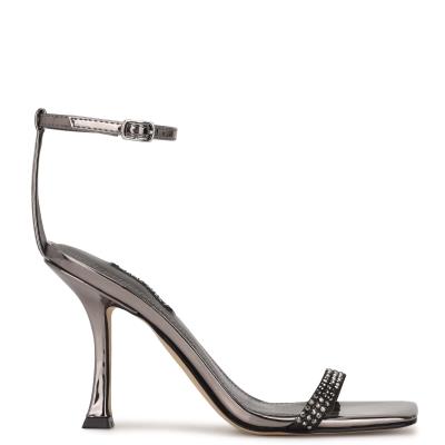 Nine West Yess Rhinestone Ankle Sandaler Med Rem Dam Blå Grå | 7421MSNEY