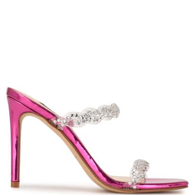 Nine West Ziggle Klackar Slidesandaler Dam Rosa | 9235BSLHI